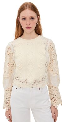 Sea Vania Lace Combo Sleeve Sweater Cream XXS