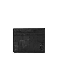 Men's Embossed Leather Cardholder - Nero