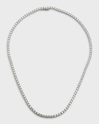 18K White Gold Diamond Tennis Necklace, 17"L, 14.18tcw