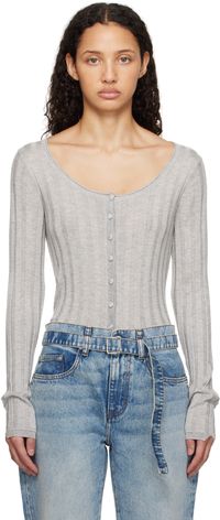 Proenza Schouler Cardigan Hattie gris - Proenza Schouler White Label
