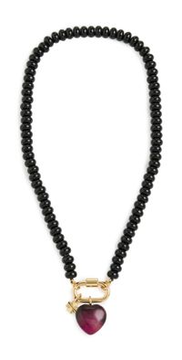 Madewell Beaded Heart Charm Necklace Onyx Multi One Size
