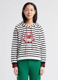 Max&co. - Sweat à capuche en coton rayé - Taille L - Rayé