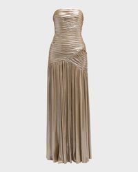 Josie Strapless Lamé Slit Gown