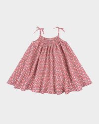 Girl's Vivian Heart-Print Seersucker Dress, Size 9M-10