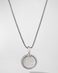 18mm Initial Cable Collectibles Charm Necklace with Diamonds in Silver