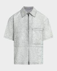 Men's Leather Zip-Up Shirt