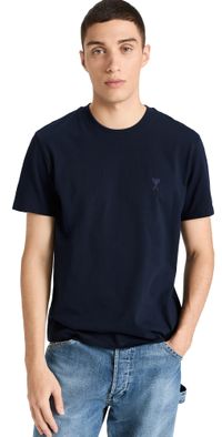 AMI ADC Unisex Classic Fit Tonal Logo Tee Night Blue.430 M