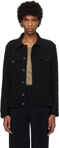 Homme Plissé Issey Miyake Blouson léger noir en polyester façon laine