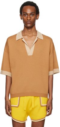 King & Tuckfield Brown Oversized SL Polo
