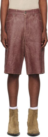 GUESS USA Short bourgogne en cuir craquelé