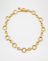 19K Large Siena Link Necklace with Stone Toggle