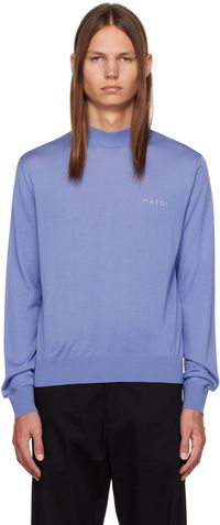 Marni Pull bleu à logo brodé