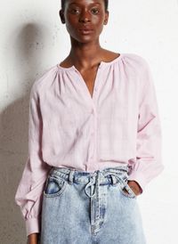 The Korner - Blouse droite col rond à broderies - Taille 42 - Rose