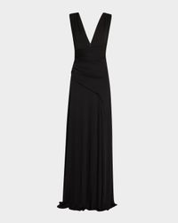 Alessia Plunging Draped Matte Jersey Gown