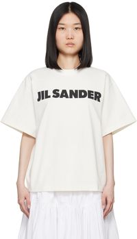 Jil Sander T-shirt blanc cassé à logo imprimé