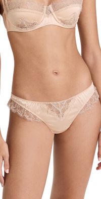 Kiki De Montparnasse Lace Inset Thong Chamapgne L