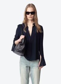 Zadig&voltaire - Chemise droit à strass - Taille L - Bleu