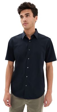 Theory Structure Knit Irving Short Sleeve Shirt Eclipse XXL