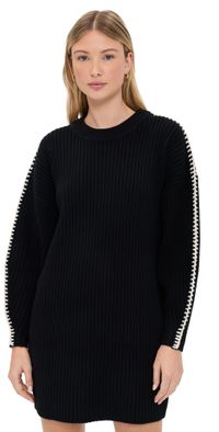 rag & bone Ingrid Crew Neck Mini Dress Black M