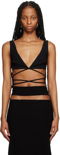 Mônot Black Wrap-Around Tank Top