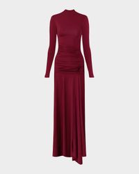 Mageia Ruched Mock-Neck Maxi Dress