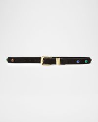 Stone-Embellished Suede Belt