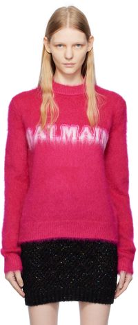 Balmain Pink Jacquard Sweater