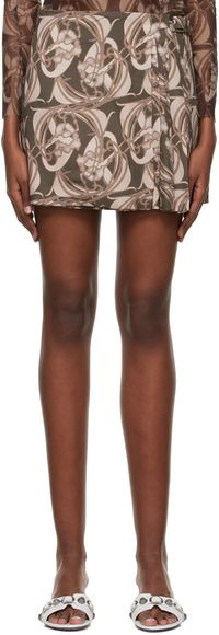 Anne Isabella Brown Tencel Mini Skirt