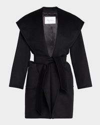 Rialto Camel Hair Belted Short Hooded Coat