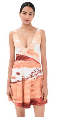 JW Anderson Printed V Neck Mini Dress Red/White 6
