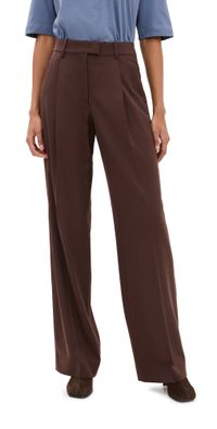 Another Tomorrow Relaxed Wide Leg Pants Chocolate 42