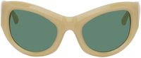 Dries Van Noten Lunettes de soleil beiges exclusives à SSENSE édition Linda Farrow