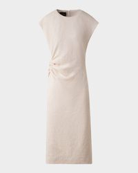 Sequin Stretch Jersey Cap-Sleeve Ruched Dress