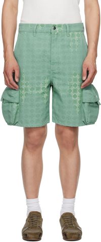 AMIRI Green MA Quad Bleached Cargo Shorts