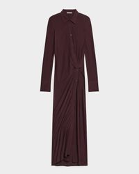 Twisted Long-Sleeve Shirtdress