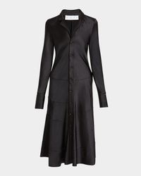 Amelie Satin Button-Front Midi Dress