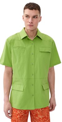 Dur Doux Bradley Nylon Camp Shirt Army Green XL