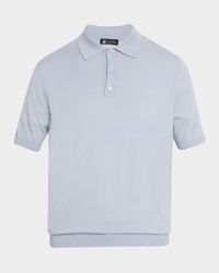 Men's Cashmere and Silk Short-Sleeve Polo Sweater