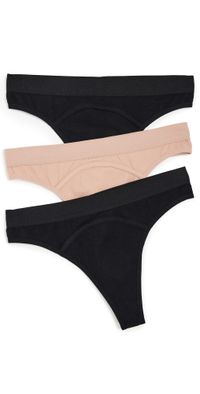 HONEYDEW Cyrus Rib Seamless Thong 3 Pack Black/Bon Bon/Black L