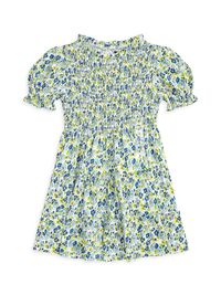 Little Girl's Floral Smocked Puff-Sleeve Dress - Alma Foral - Size 6