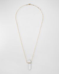 14K Large Crystal Quartz and Diamond Bar Necklace