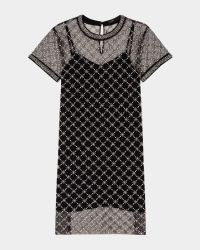 Rione Sizelle Embellished Sheer Tulle Mini Dress