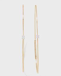 14K Gold Small Oval Magic Hoop Earrings with Diamonds