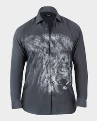 Men's Fibonacci Cotton Lion Chalk Sport Shirt
