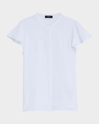 Ruffle-Sleeve Silk Button-Front Top