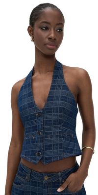 Lioness Renewal Halter Top Indigo Plaid XXXXL