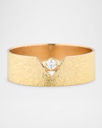 14K Yellow Gold Foil Tube Ring with Diamond