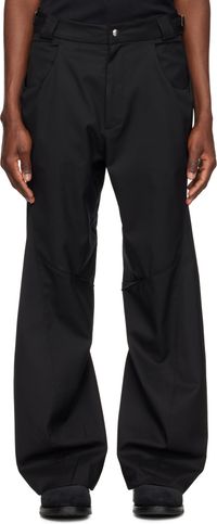 CMMAWEAR Black Darted Drape Trousers