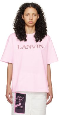 Lanvin Pink Oversized Embroidered Curb T-Shirt