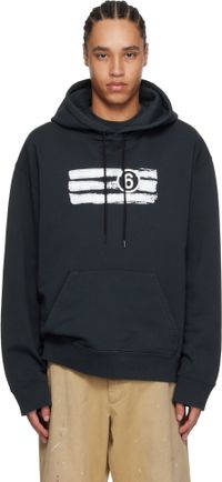 MM6 Maison Margiela Black Printed Logo Hoodie